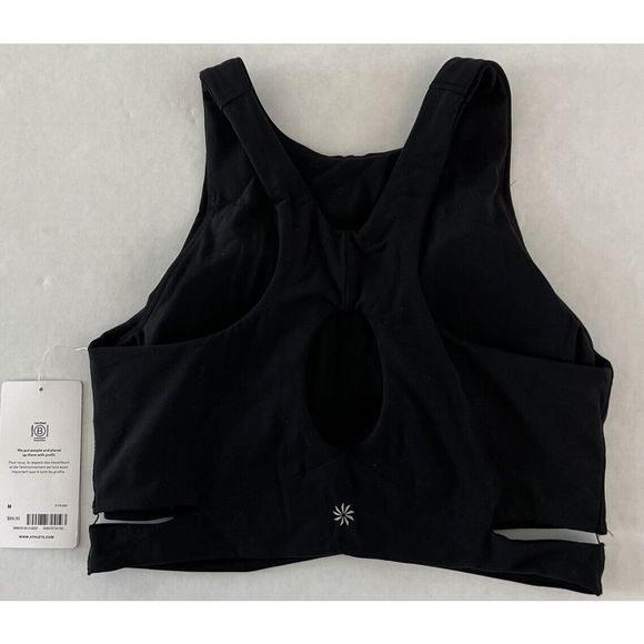 ATHLETA Conscious Cut Out Crop Sz Medium A-C Sports Bra Top Black $69 - Picture 2 of 6